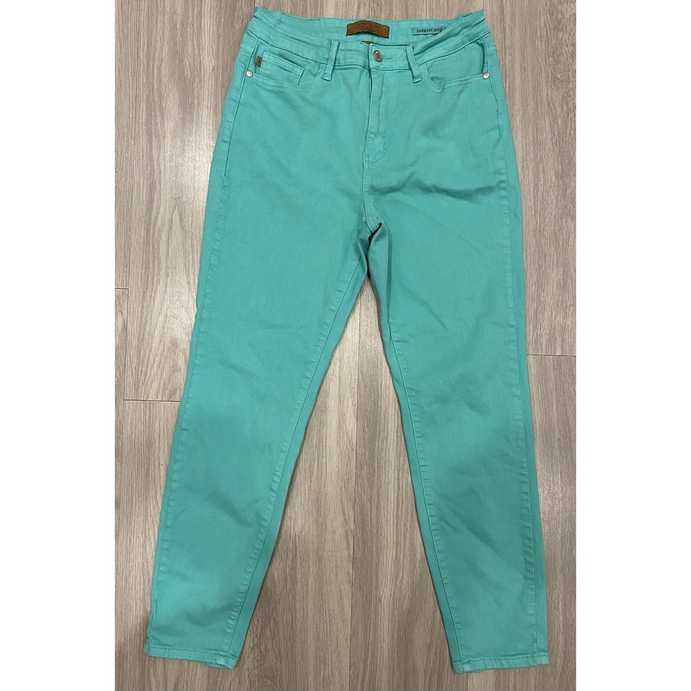 Judy Blue High Waist Garment Dyed Green Jeans 7/28 EUC 28x28